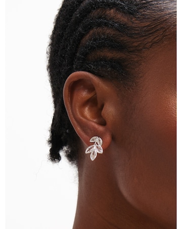 Inicio Sterling Silver Plated Crystal Floral Drop Earrings