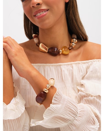 Mood Gold Polished and Resin Allway Necklace