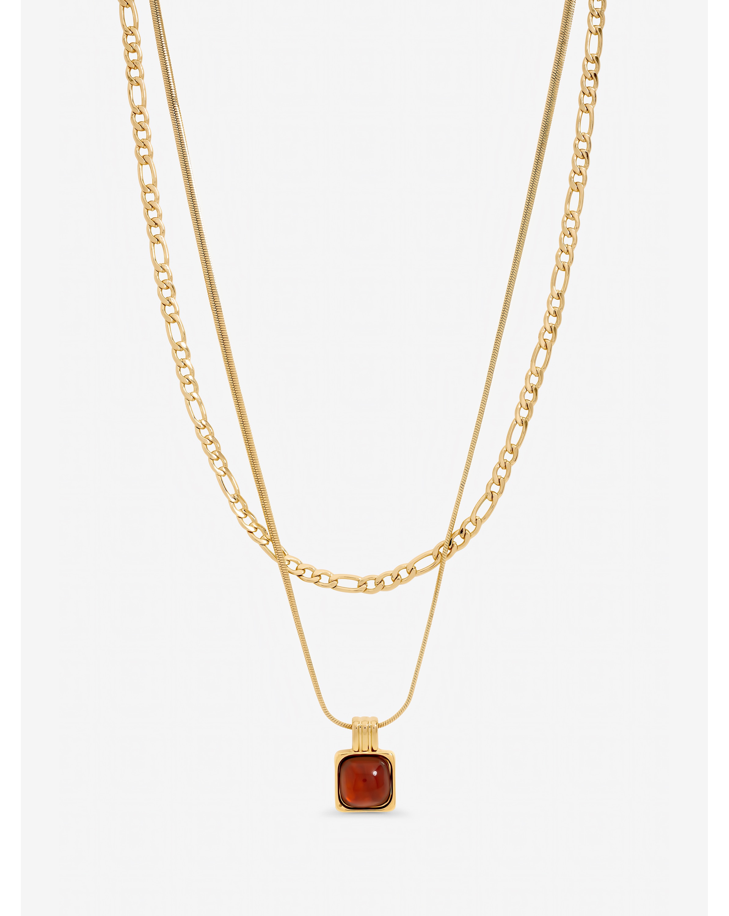New In - Gold Plated Layer Chain Resin Necklace