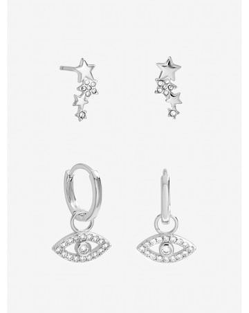 Inicio Sterling Silver Plated Celestial Earrings - Pack of 2
