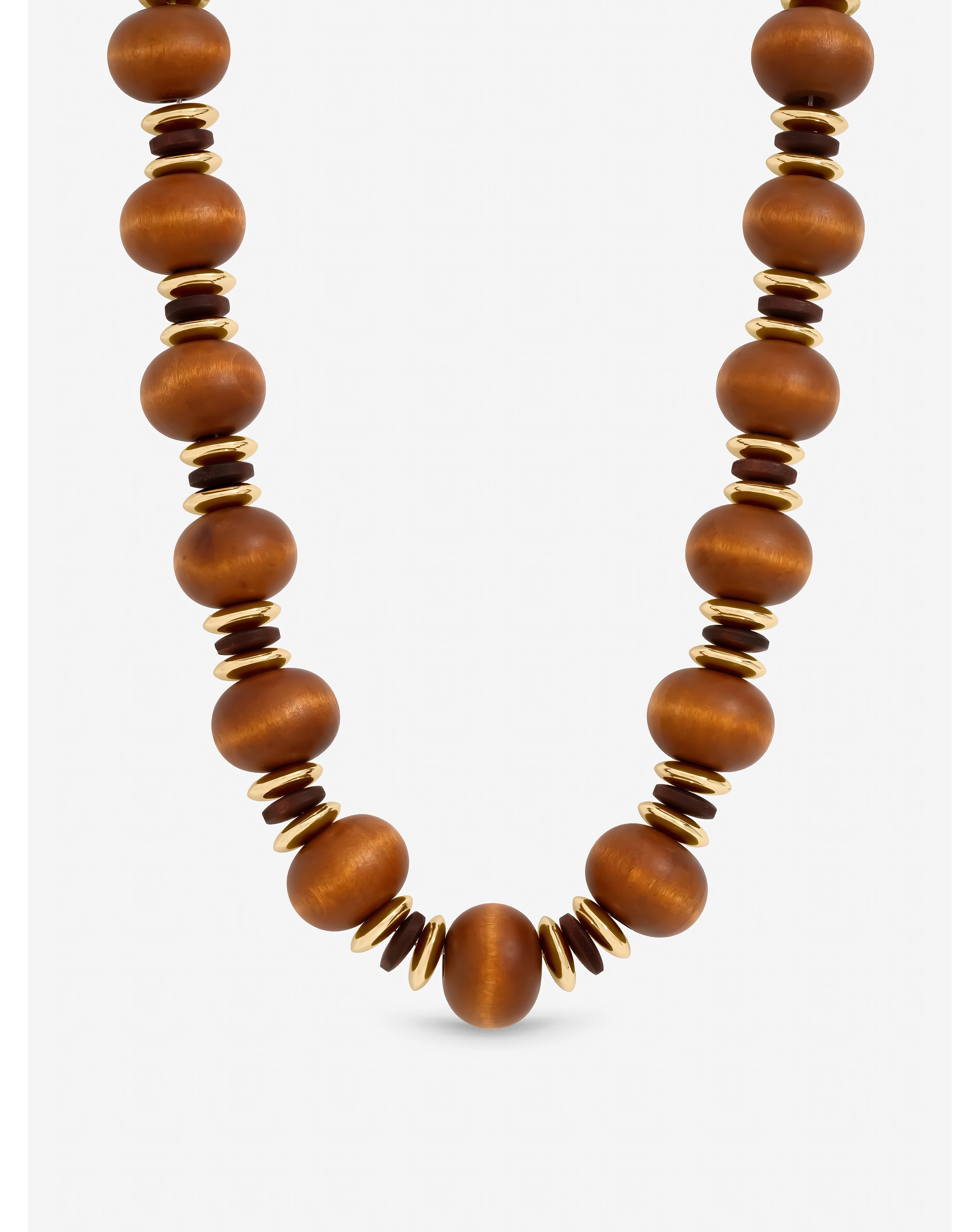 New In - Mood Gold Plated and Wood Orb Necklace