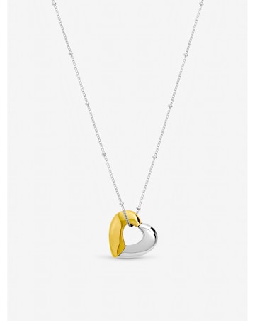 Inicio Sterling Silver Plated Two Tone Heart Necklace - Gift Pouch