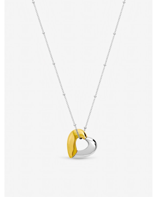 Inicio Sterling Silver Plated Two Tone Heart Necklace - Gift Pouch