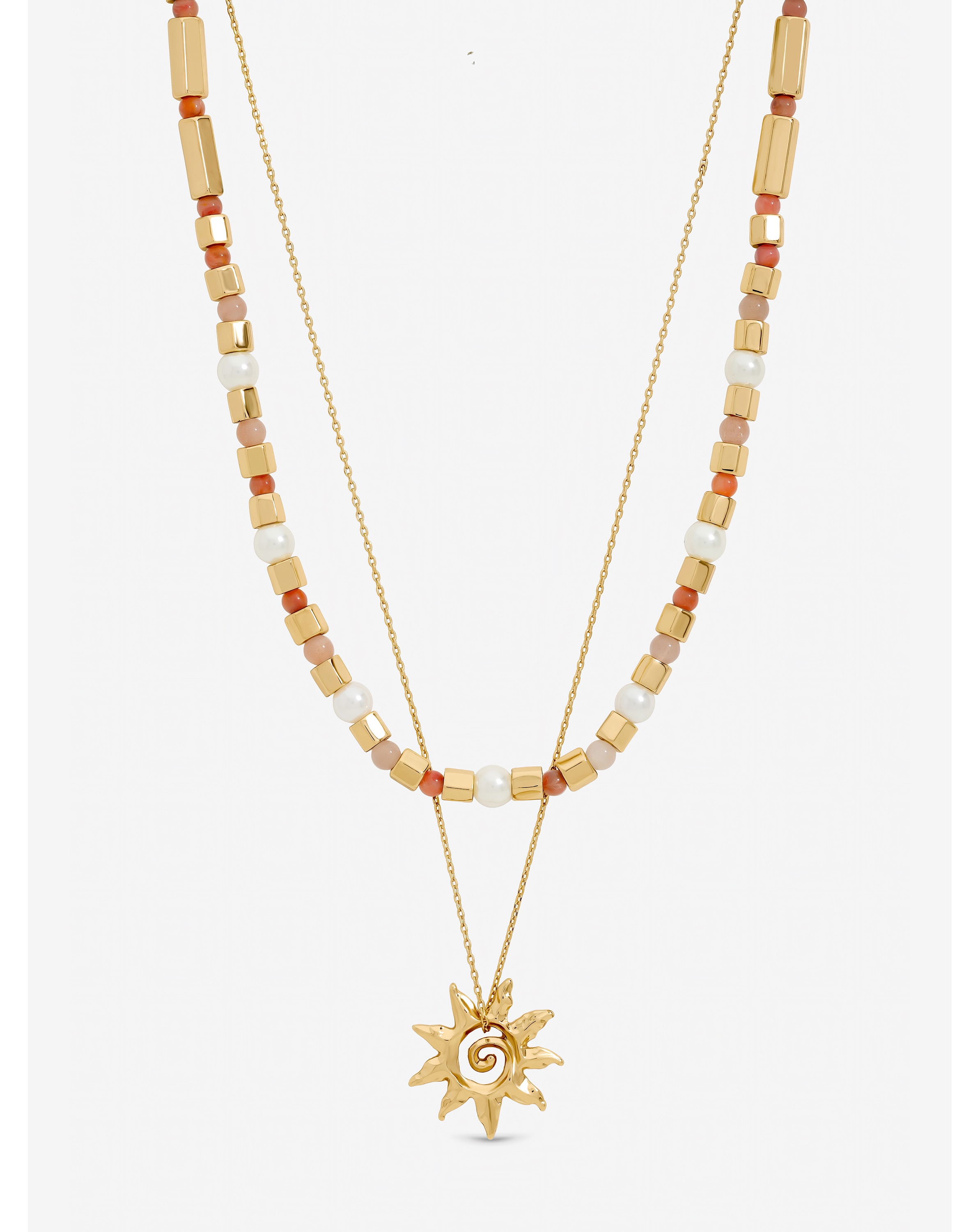 New In - Gold Plated Sun Double Row Necklace