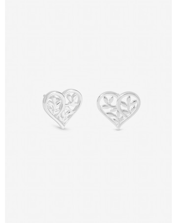 Inicio Sterling Silver Plated Tree Of Love Heart Stud Earrings