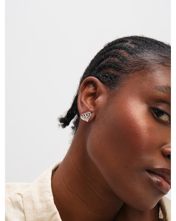 Inicio Sterling Silver Plated Tree Of Love Heart Stud Earrings