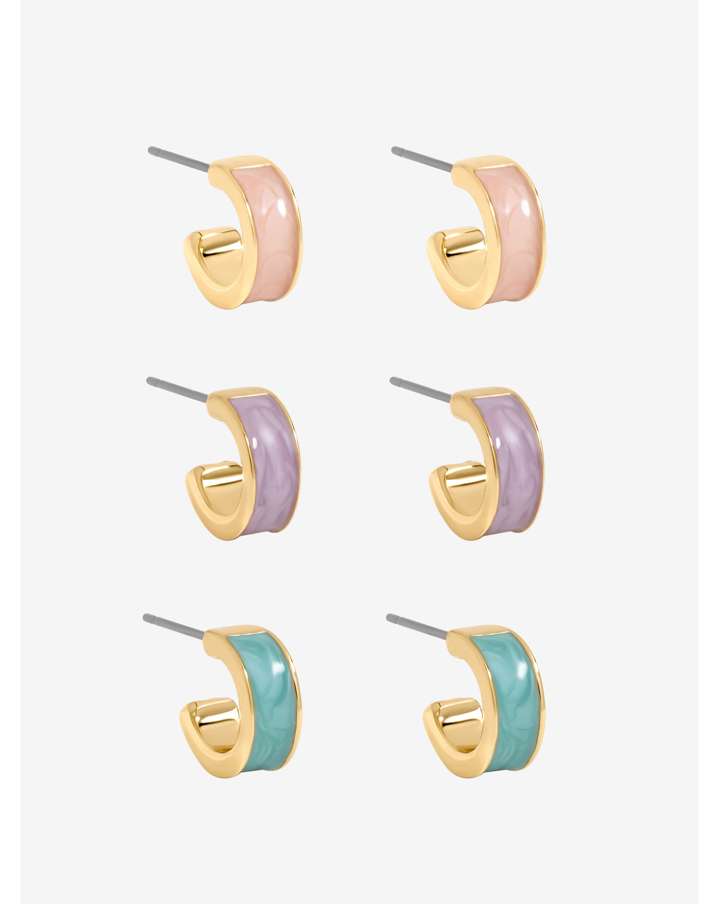 New In - Gold Plated Pastel Hoops - Pack of 3
