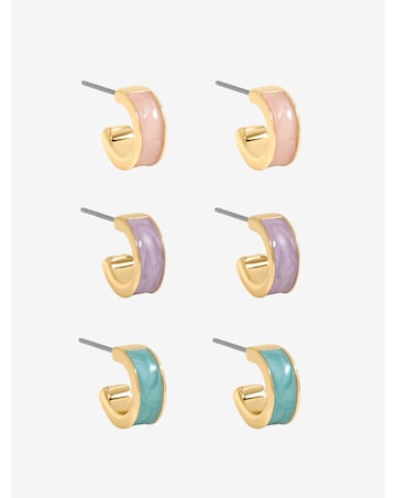 Mood Gold Plated Pastel Hoop Earrings - Pack of 3