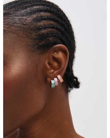 Mood Gold Plated Pastel Hoop Earrings - Pack of 3