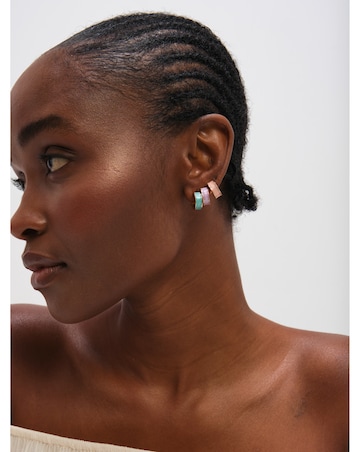 Mood Gold Plated Pastel Hoop Earrings - Pack of 3