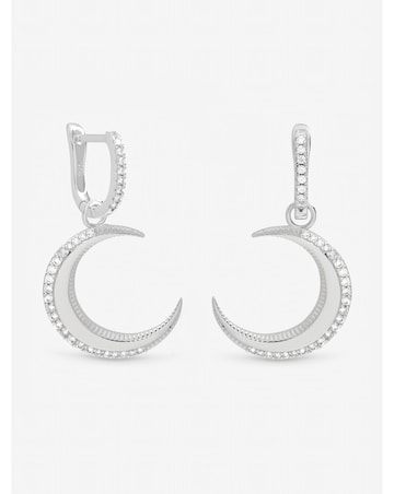 Inicio Sterling Silver Plated Pave Crescent Hoops