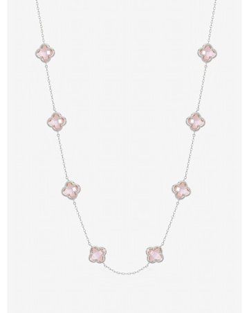 Inicio Sterling Silver Plated Vintage Rose Clover Necklace - Gift Pouch