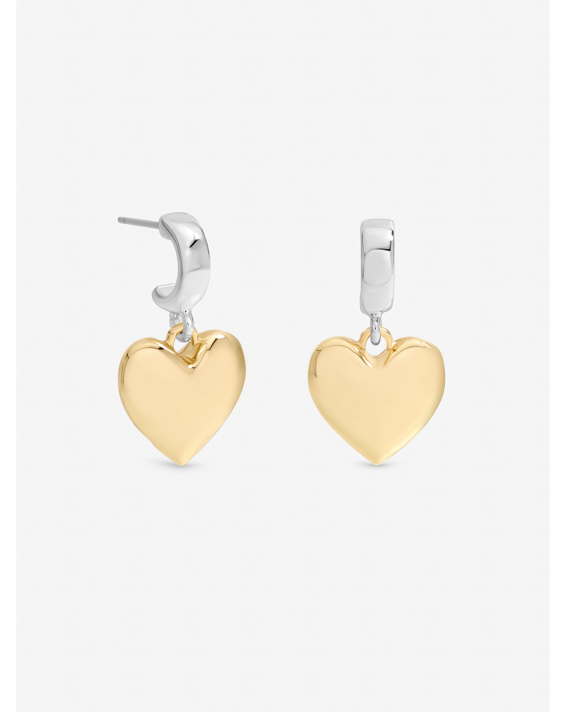 New In - Mood Two Tone Heart Huggie Earrings