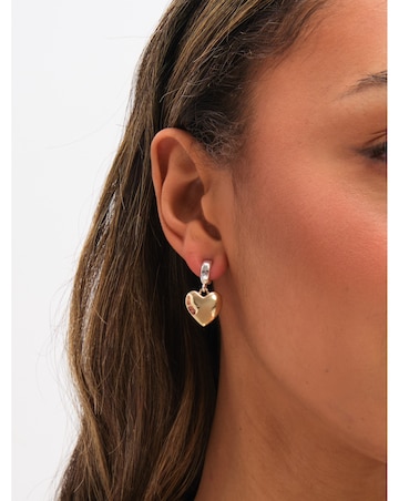 Mood Two Tone Heart Huggie Earrings