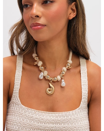 Mood Gold Plated Statement Rope Shell Necklace