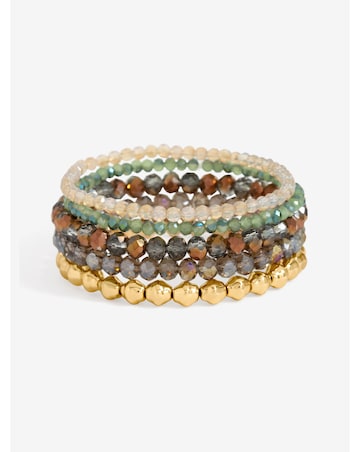 Mood Gold Plated and Polished Multi-Colour Beaded Bracelets - Pack of 5
