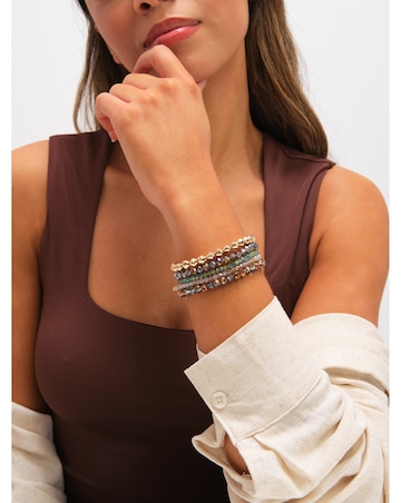 Mood Gold Plated and Polished Multi-Colour Beaded Bracelets - Pack of 5