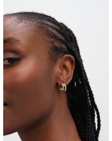 Inicio Sterling Silver Plated Two Tone Double Row Hoop Earrings