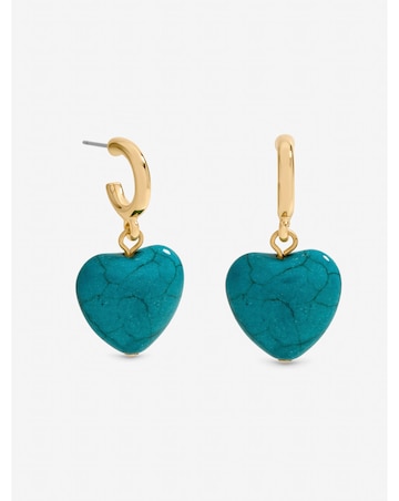 Mood Gold Plated and Turquoise Heart Huggie Earrings