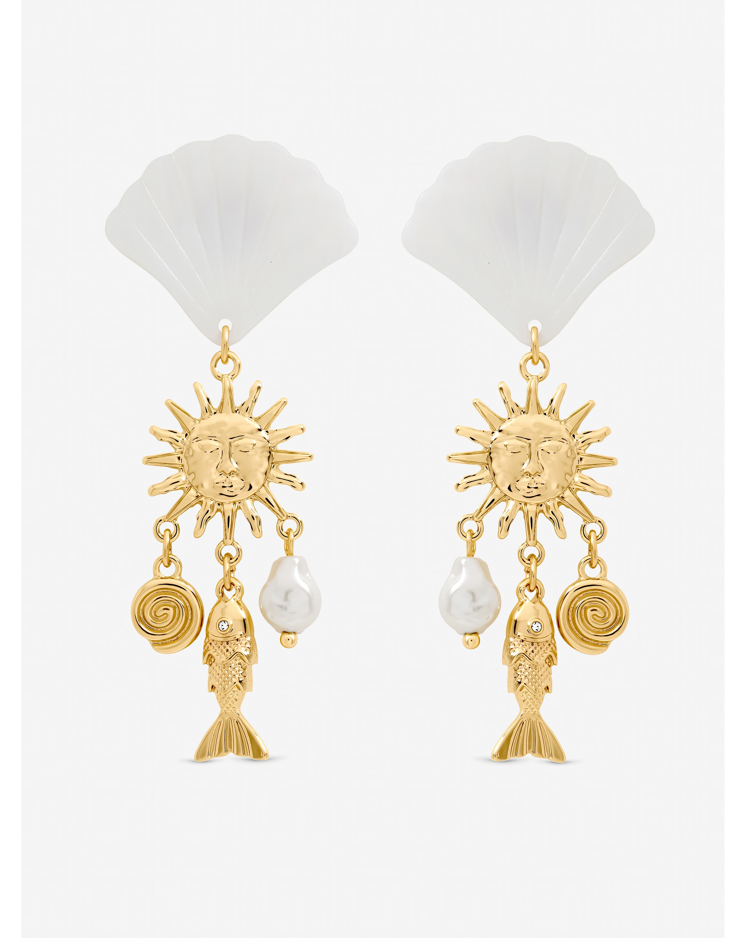 New In - Gold Plated Shell Drop Earrings