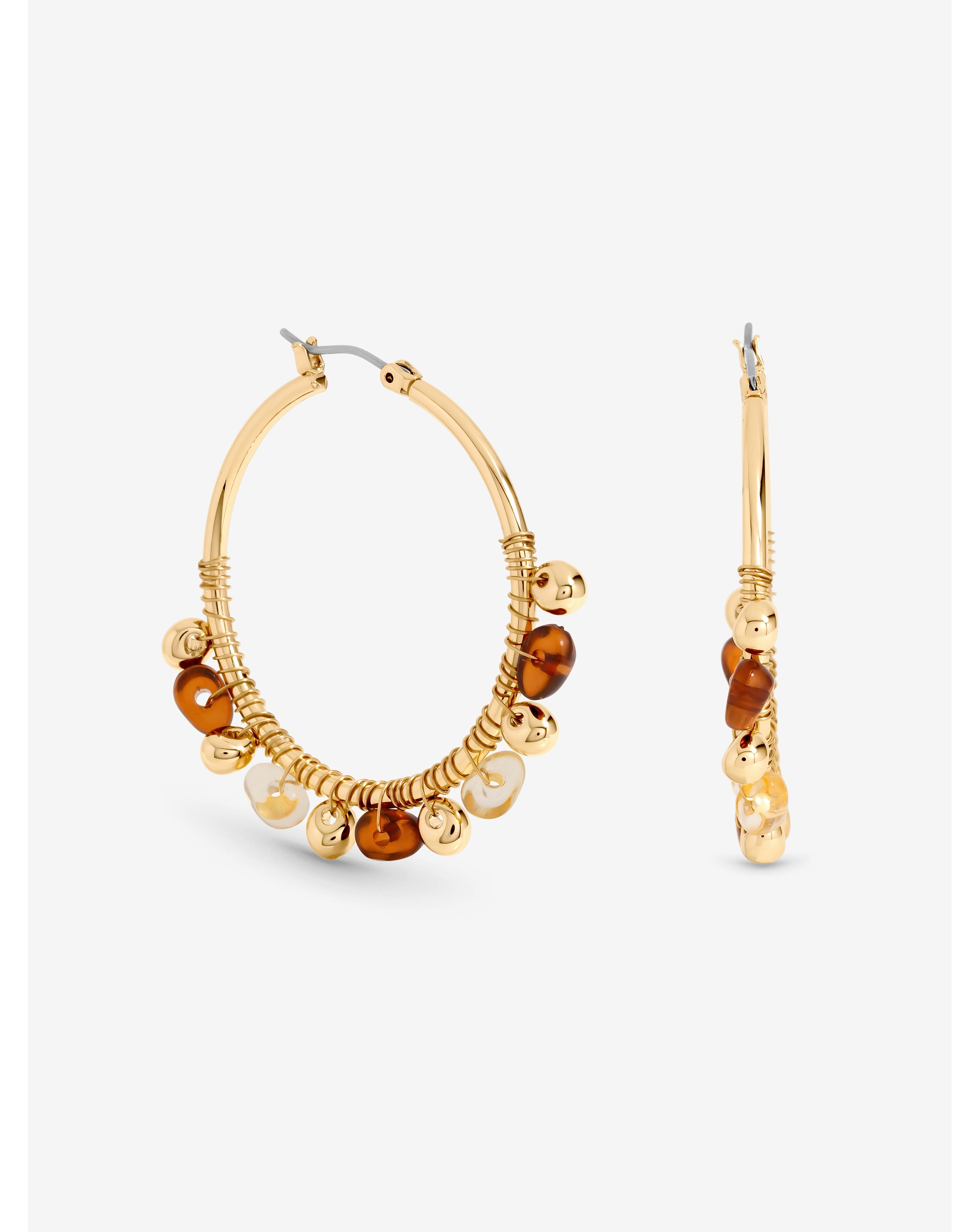 New In - Gold Polished and Resin Hoop Earrings