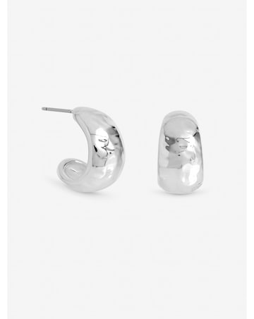 Inicio Sterling Silver Plated Molten Hoop Earrings