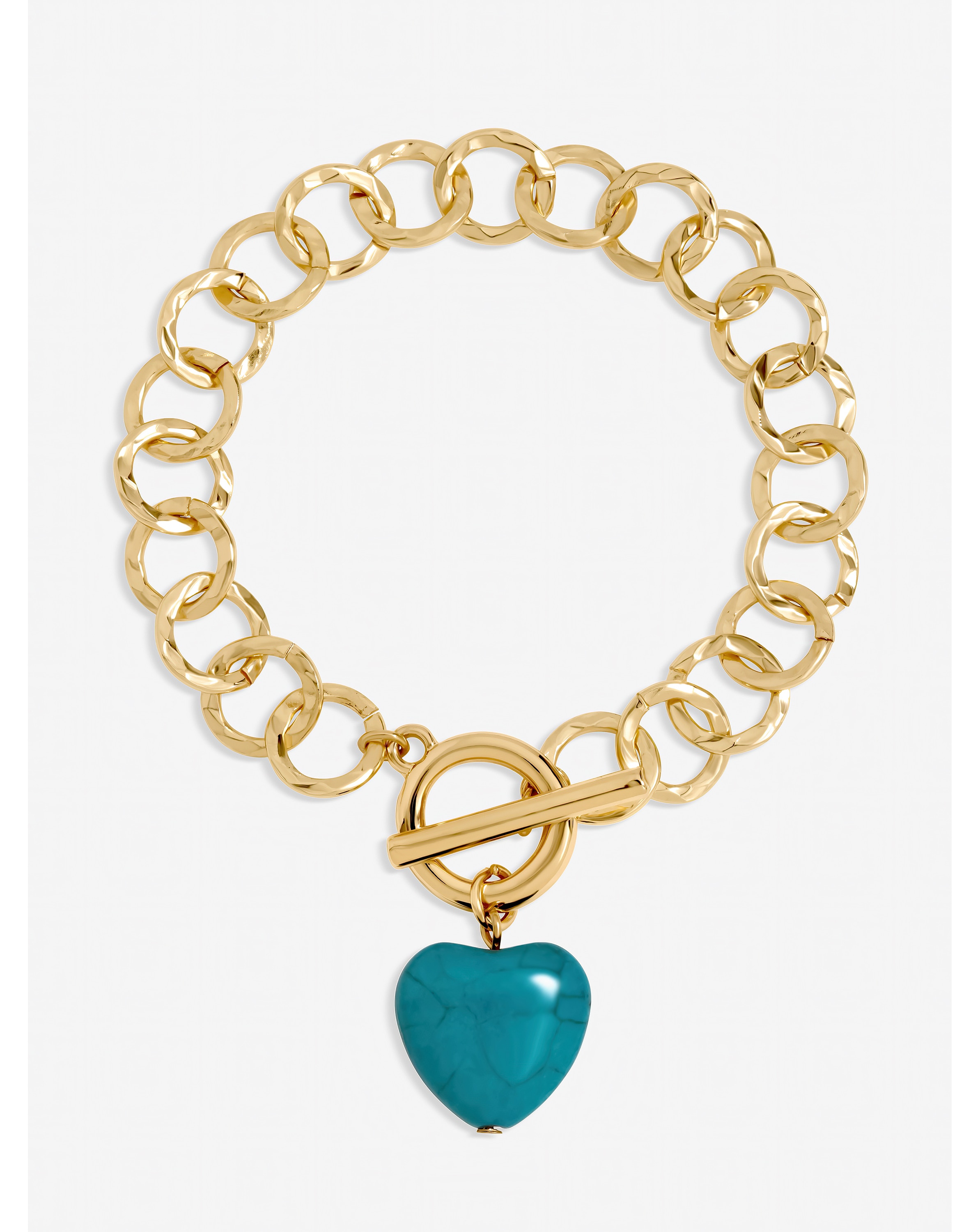 New In - Gold Turquoise Heart T-Bar Bracelet