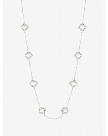 Inicio Sterling Silver Plated Crystal Clover Necklace - Gift Pouch