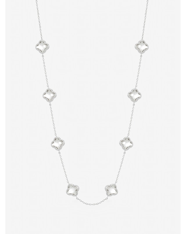Inicio Sterling Silver Plated Crystal Clover Necklace - Gift Pouch
