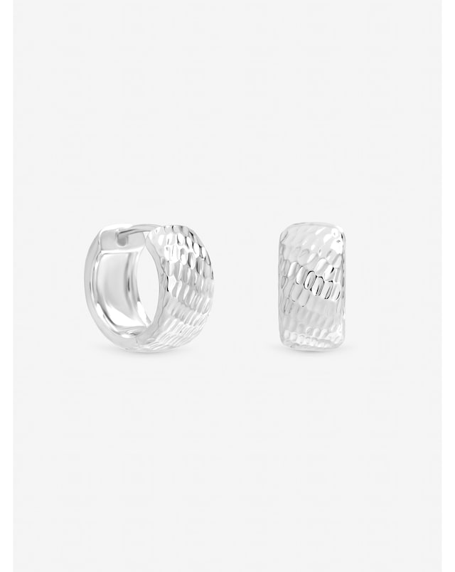 Inicio Sterling Silver Plated Textured Chubby Hoop Earrings