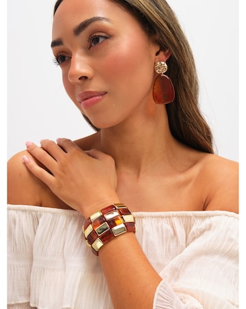 Mood Gold Plated and Resin Statement Drop Earrings