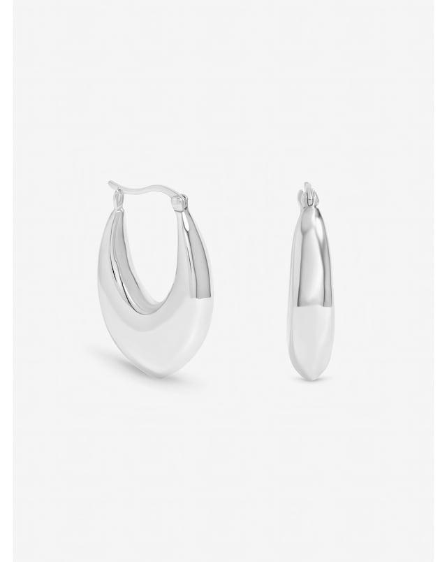 Inicio Sterling Silver Plated Chunky Curved Creole Hoops