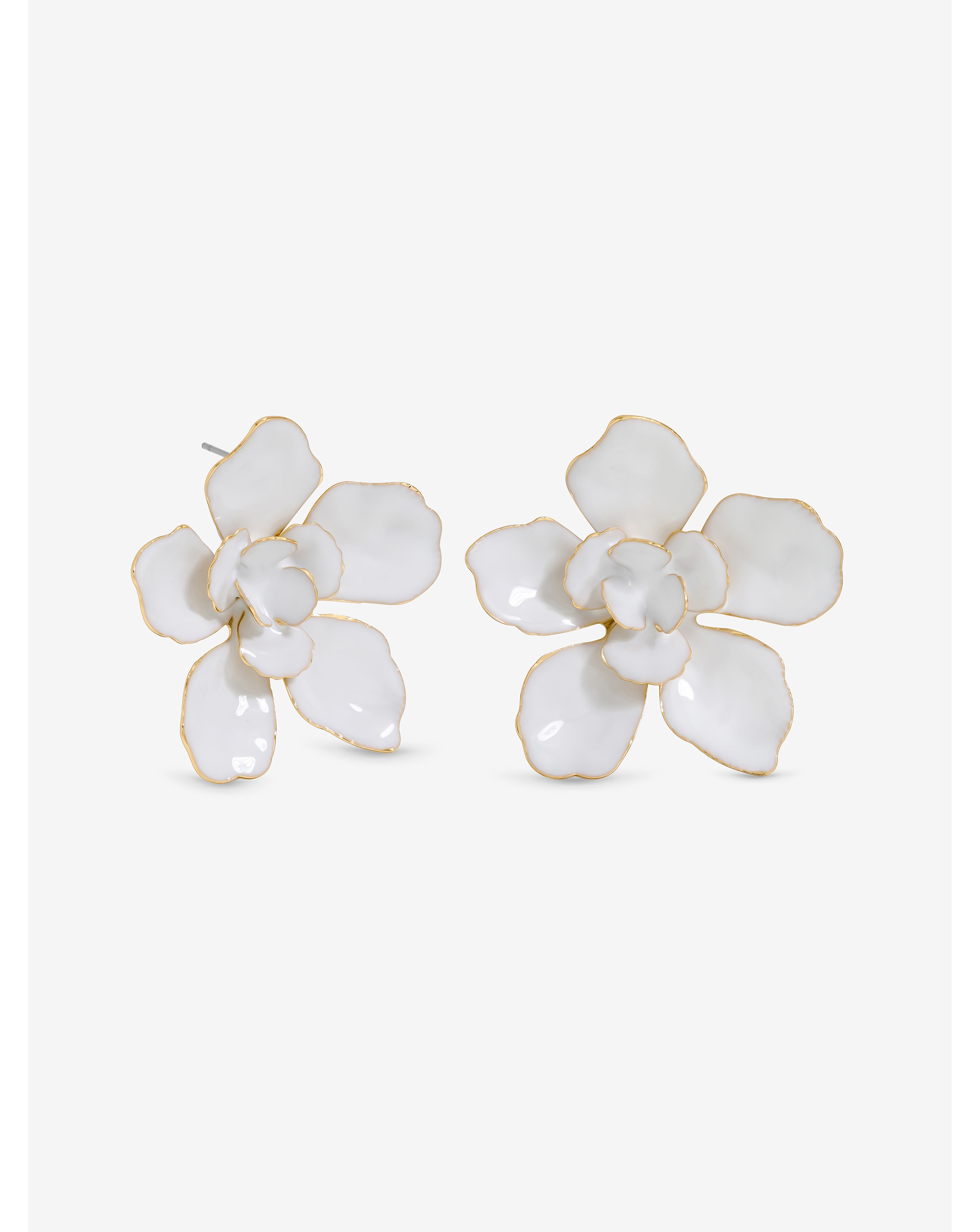 New In - Mood Gold White Floral Earrings