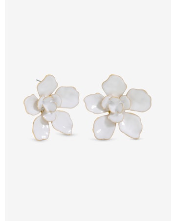 Mood Gold White Floral Earrings