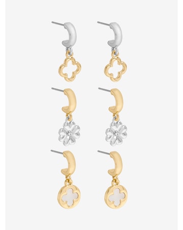 Mood Two Tone Clover Earrings - Pack Of 3