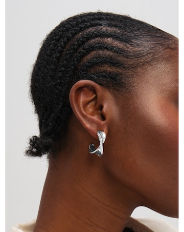 Inicio Sterling Silver Plated Large Polished Twist Hoops