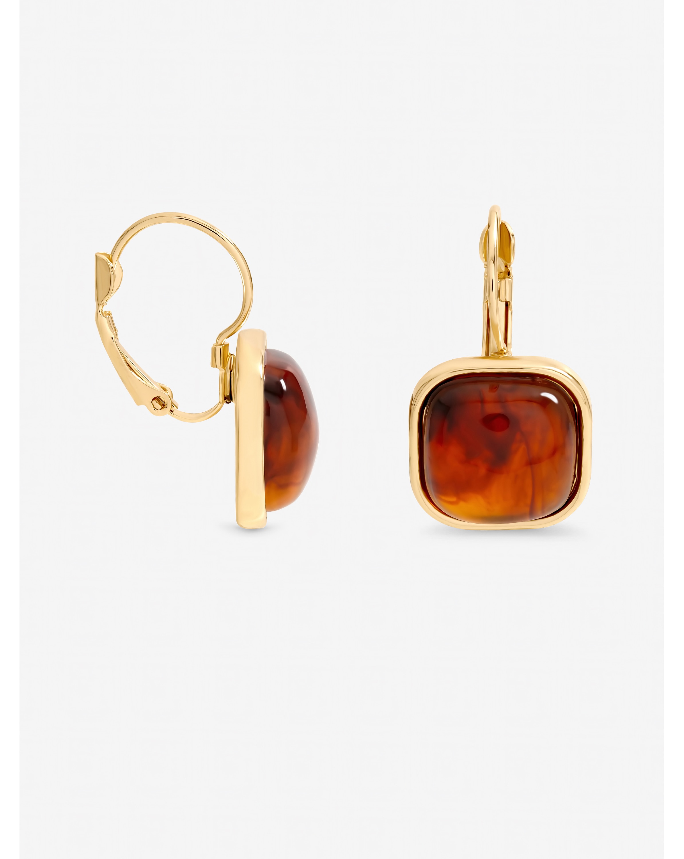 New In - Gold Plated Square Resin Drop Earrings