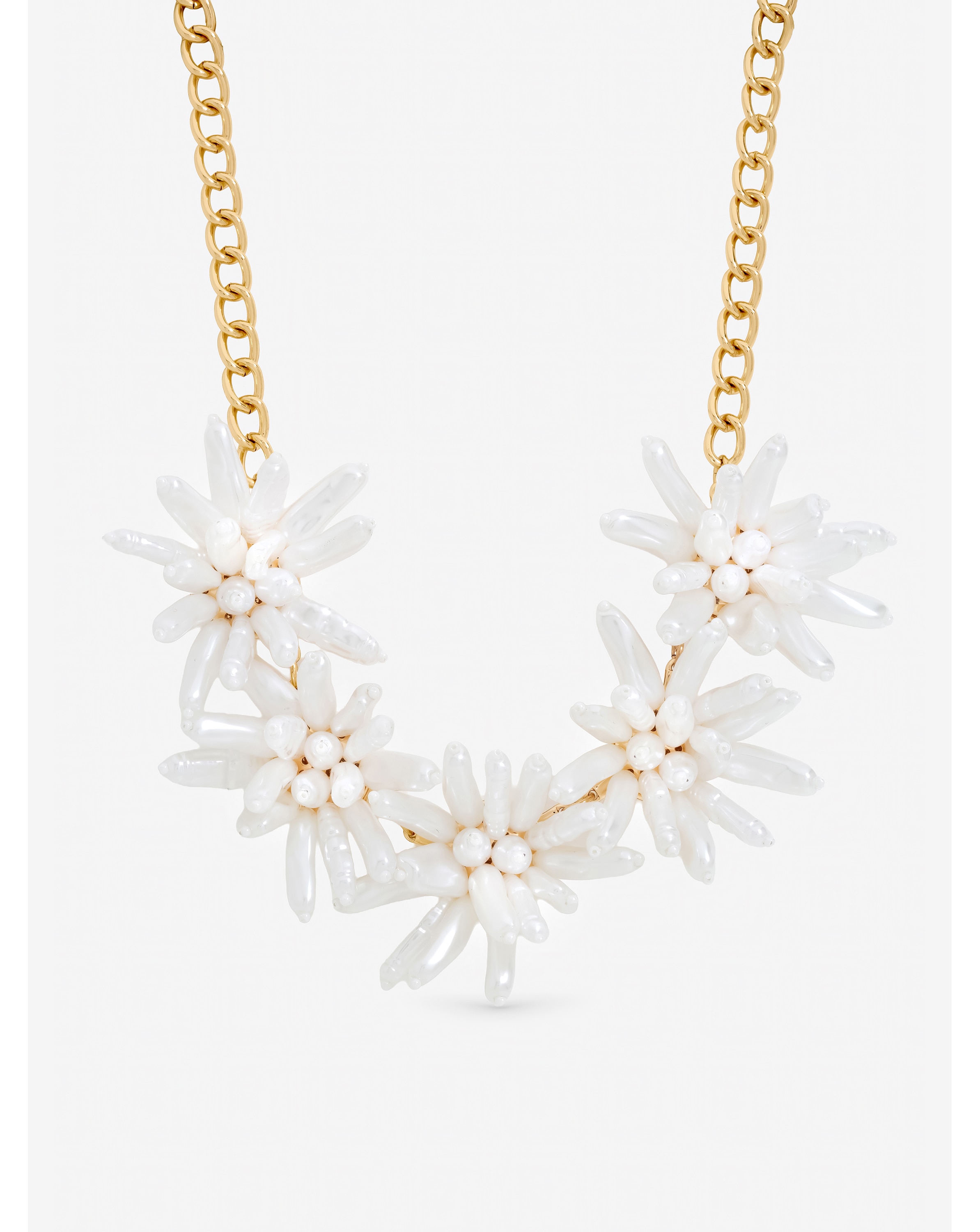 New In - Mood Statement Pearl Floral Neckalce