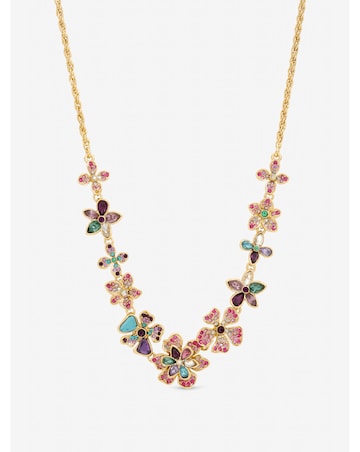 Mood Gold Plated and Multi Coloured Floral Statement Necklace
