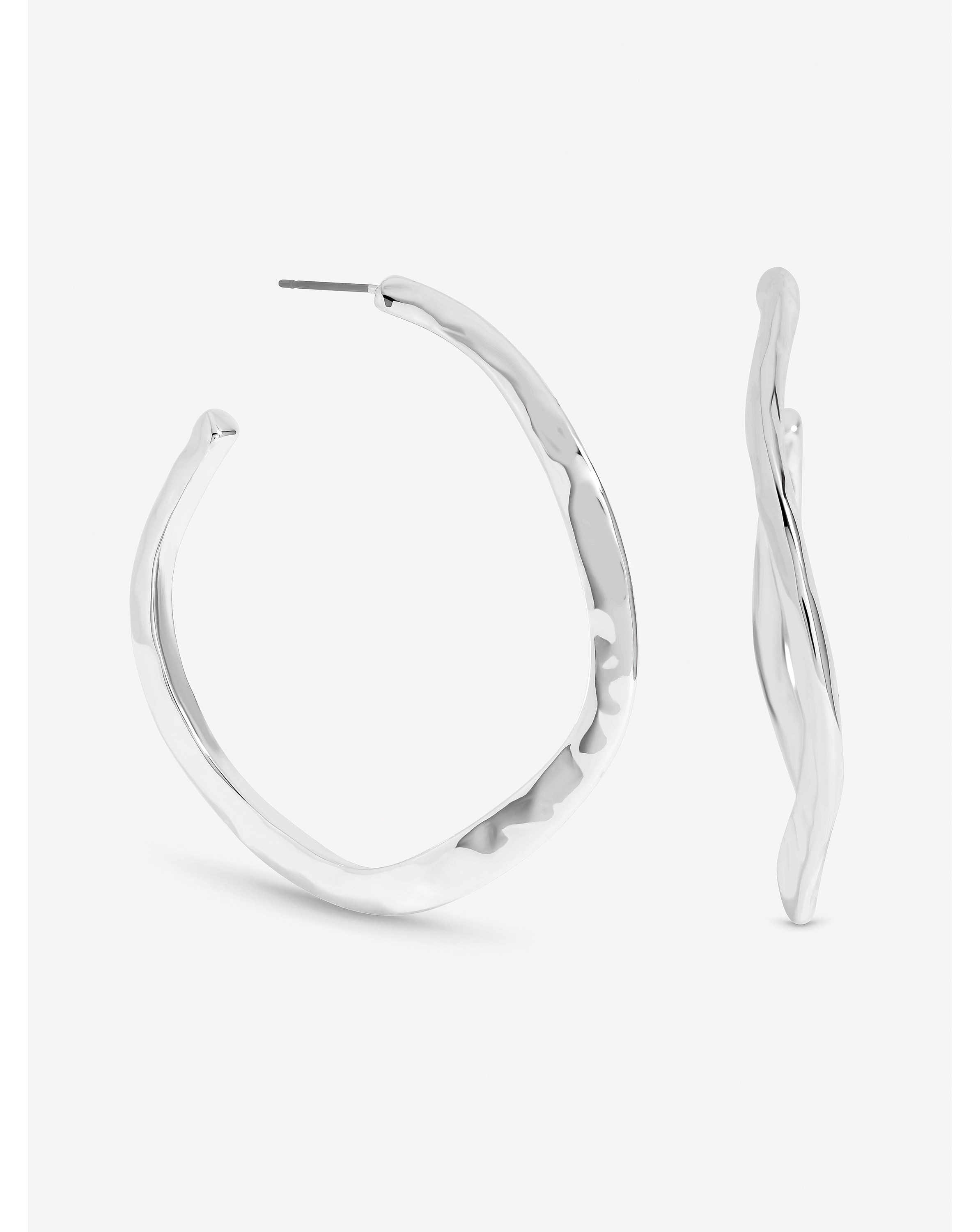 New In - Mood Silver Plated Large Molten Hoops