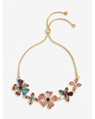 Mood Gold Plated and Multi Coloured Floral Statement Bracelet