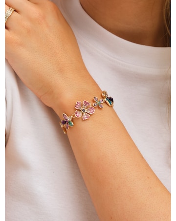 Mood Gold Plated and Multi Coloured Floral Statement Bracelet