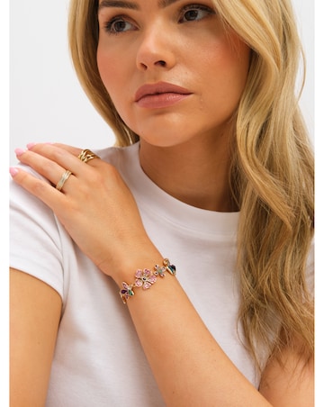 Mood Gold Plated and Multi Coloured Floral Statement Bracelet