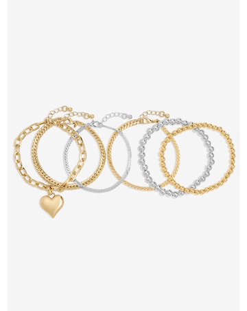 Mood Two Tone Heart Bracelet - Pack of 4