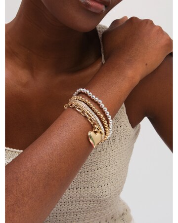 Mood Two Tone Heart Bracelet - Pack of 4