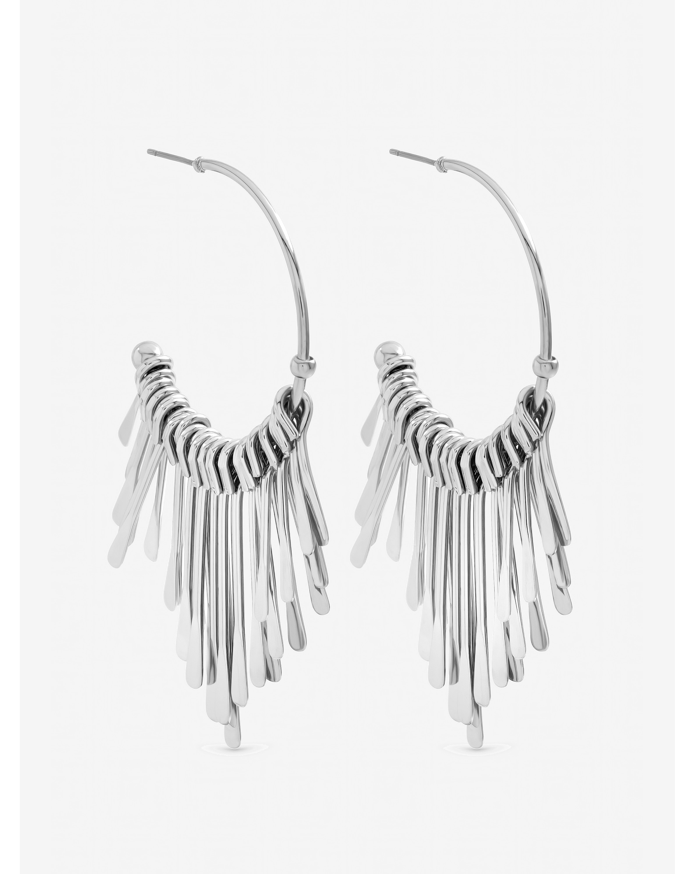 New In - Mood Silver Plated Polished Stick Hoops