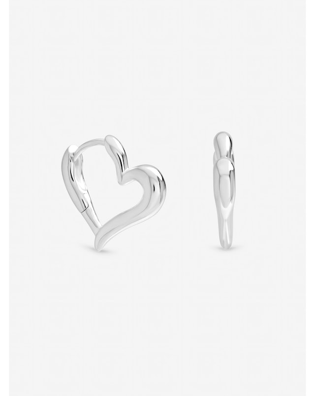 Inicio Sterling Silver Plated Polished Heart Hoop Earrings
