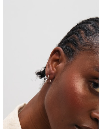 Inicio Sterling Silver Plated Polished Heart Hoop Earrings