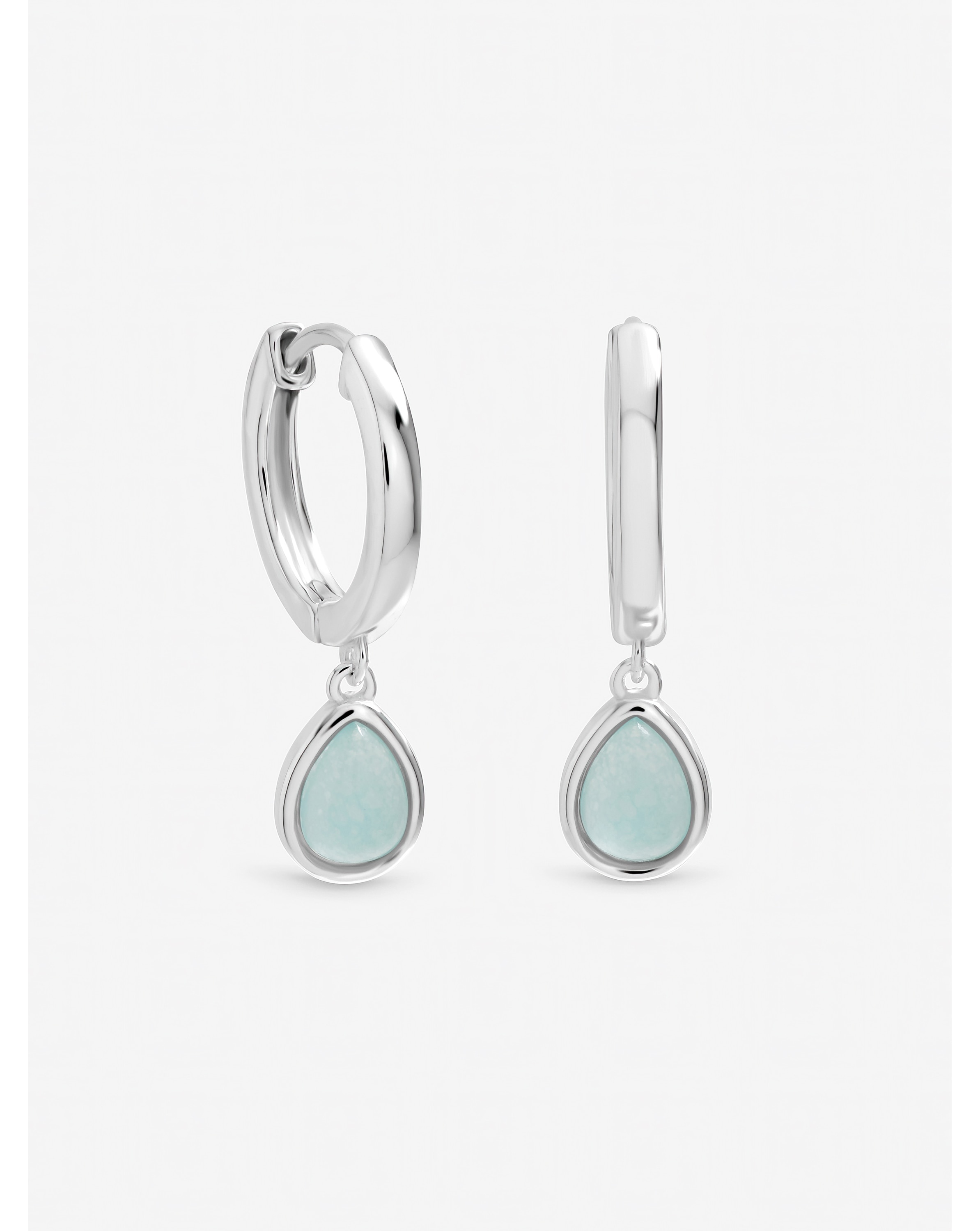 New In - Silver Plated Turquoise Charm Hoops