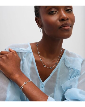 Inicio Sterling Silver Plated Light Sapphire Clover Necklace - Gift Pouch